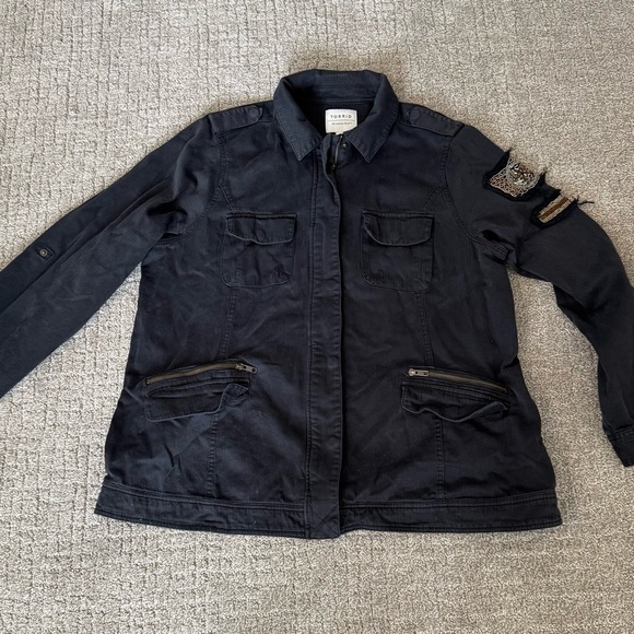 Torrid Denim twill Military Jacket black Jean Zip Coat woman’s 2 - Picture 10 of 11